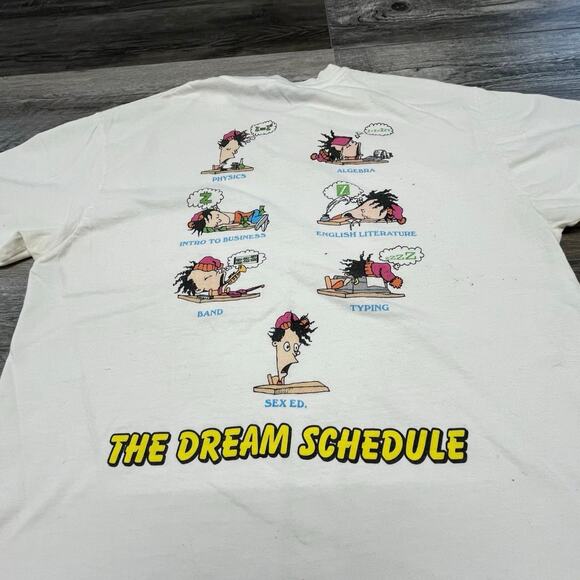 Vintage 90s‎ Beachwood Bisons White Mens Large Sex Ed Funny School Joke T-Shirt - Picture 2 of 10